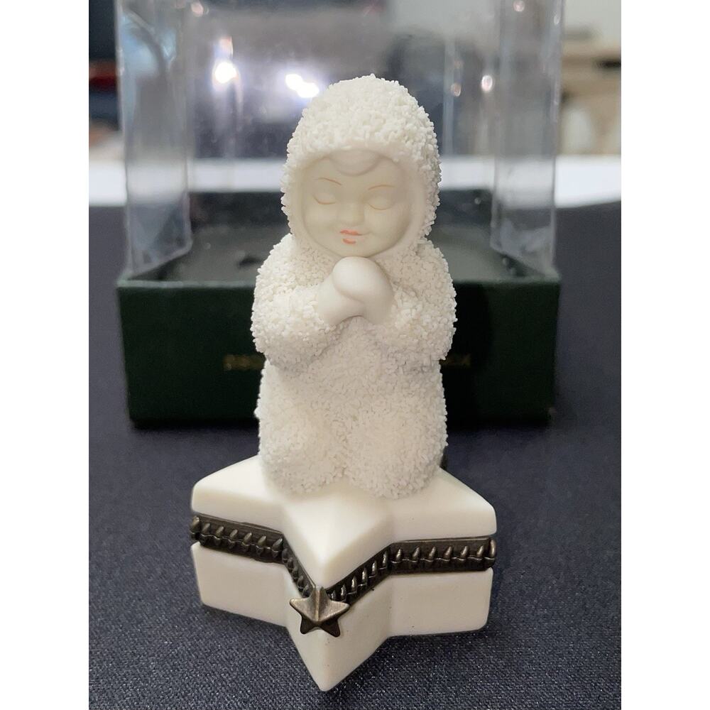 Vintage 1999 Dept 56 "Sweet Dreams" Praying on Star, Snowbaby Hinged Trinket Box